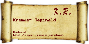 Kremmer Reginald névjegykártya